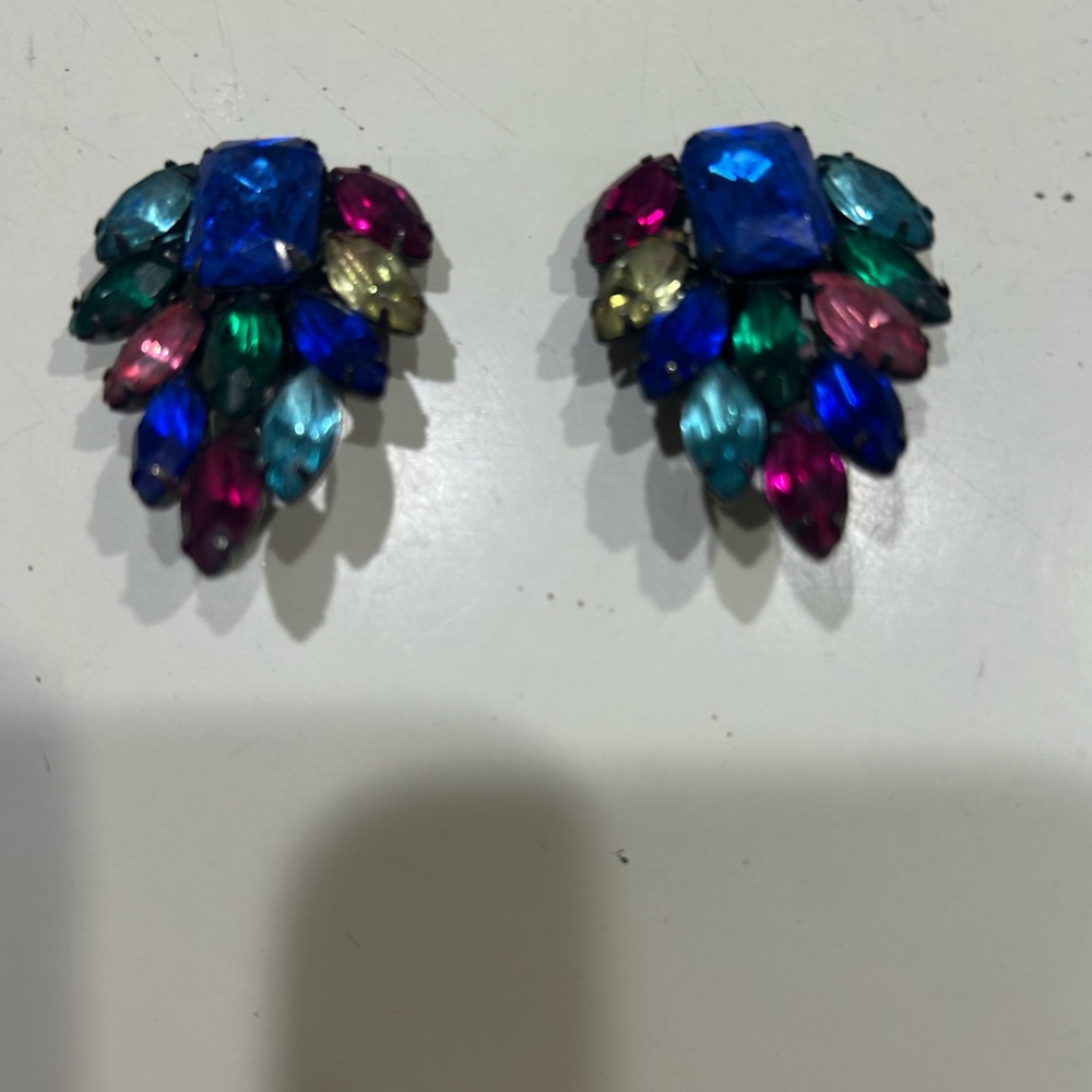 Colorful Vintage Gemstone Clip-On Earrings